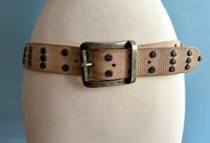 JIGSAW Leather Studded Belt Womens sz M | Color: Distressed Cream